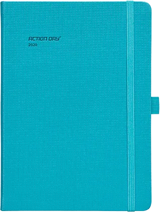 Action Day Undated Planner in turquoise, hard cover with elastic closure